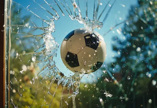 Ballon qui casse une vitre