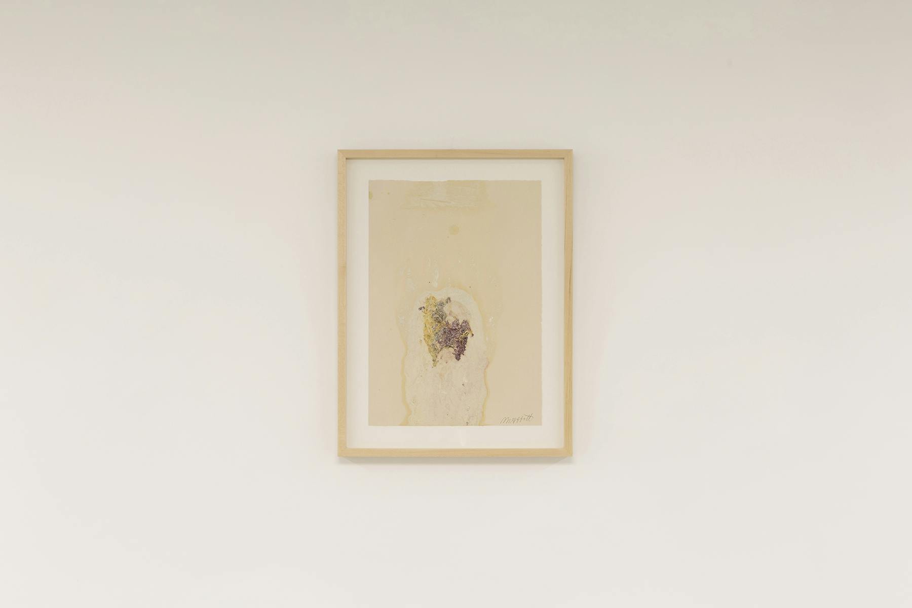 Marble and Flowers (Flesh,Venus, A Heart), 2021, monostampa, fiori e polvere di marmo su carta, 45 x 34 cm