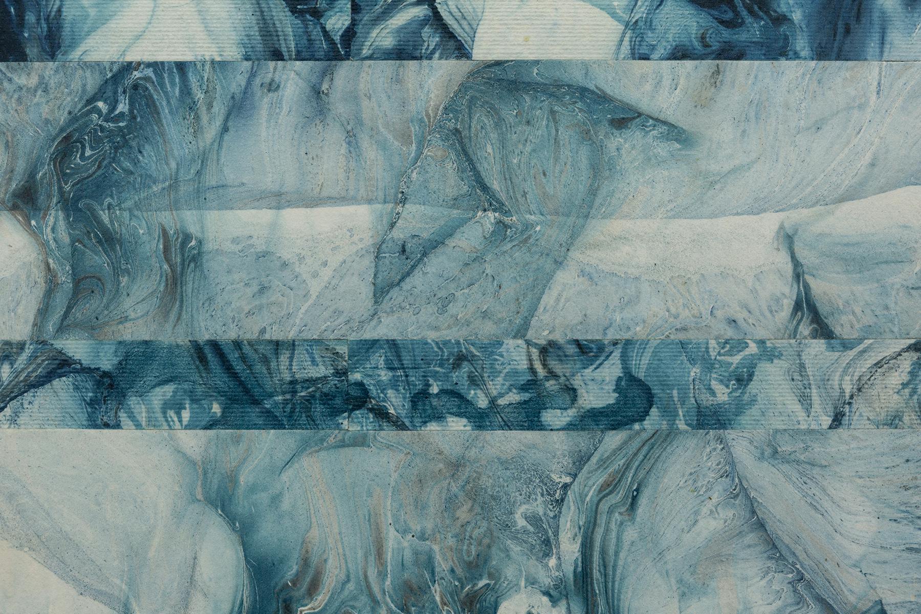 I fuochi della notte, Bernardo Tirabosco, 2023, stampa marmorizzata su carta, su tavola, 32 x 34 x 4,5 cm - (dettaglio)