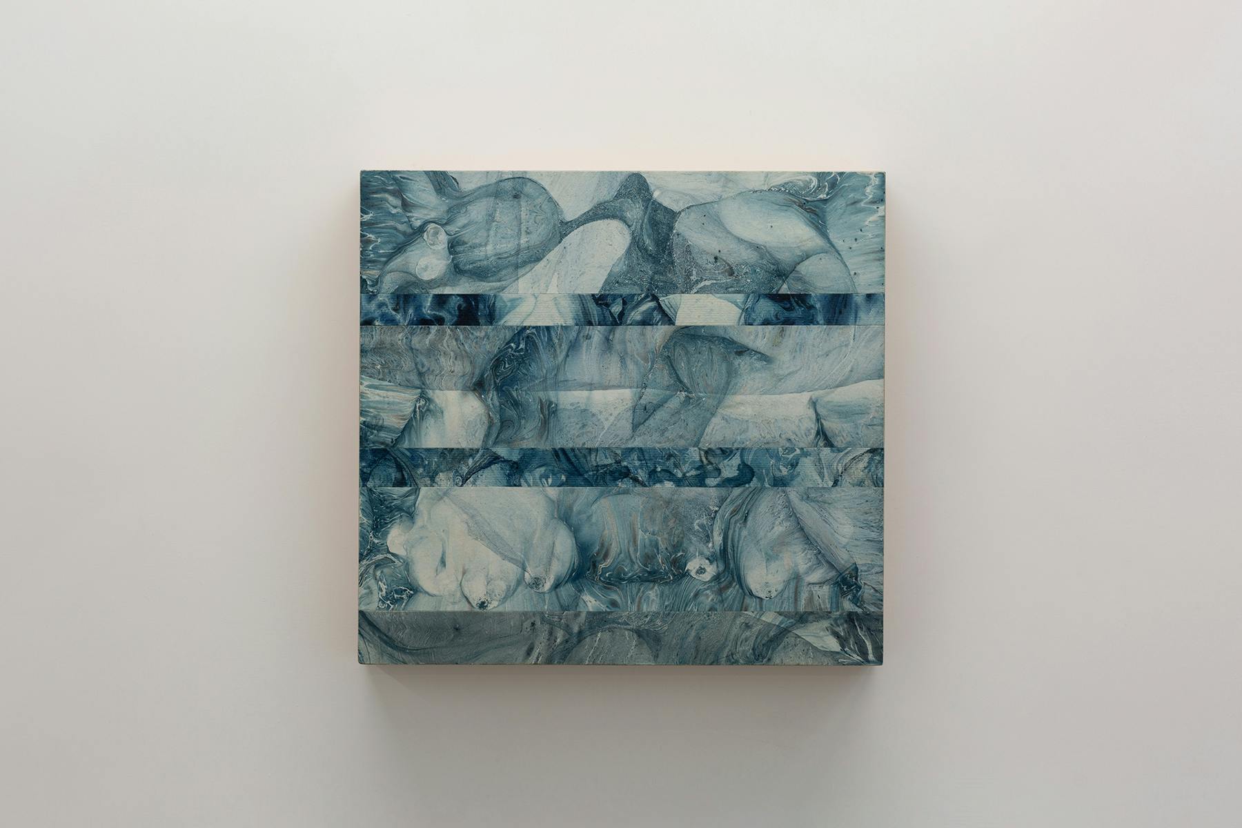 I fuochi della notte, Bernardo Tirabosco, 2023, stampa marmorizzata su carta, su tavola, 32 x 34 x 4,5 cm