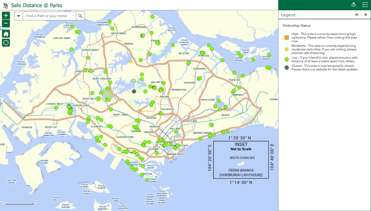 Safe Distance @ Parks is a website to check crowd levels at parks in Singapore, including crowds at different times of the day and when the parks are most crowded. 
