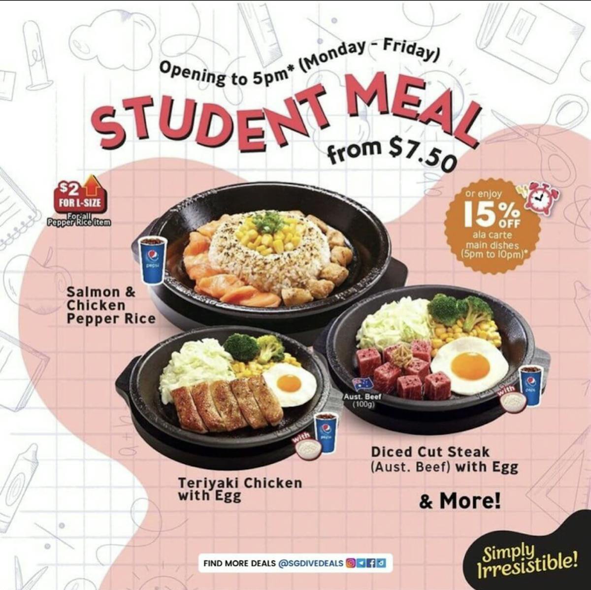 student meal promotion from $7.50 per set
