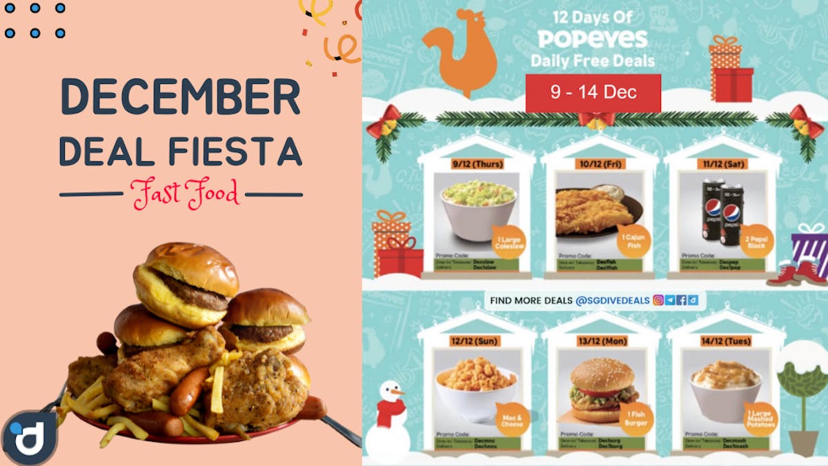 Deal Fiesta Fast Food: Popeyes 12 Days Of Popeyes Daily Free Deals