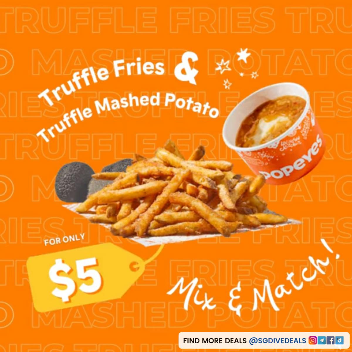 Popeyes: 2 Truffle Fries or 2 Truffle Mashed Potato for $5