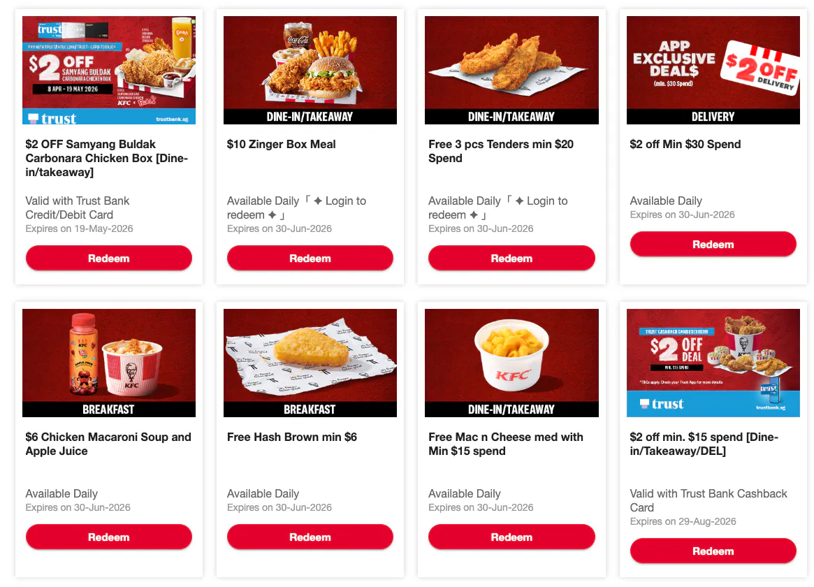 Full list of KFC promo code and delivery promotions for 2026 (updated April 2026)