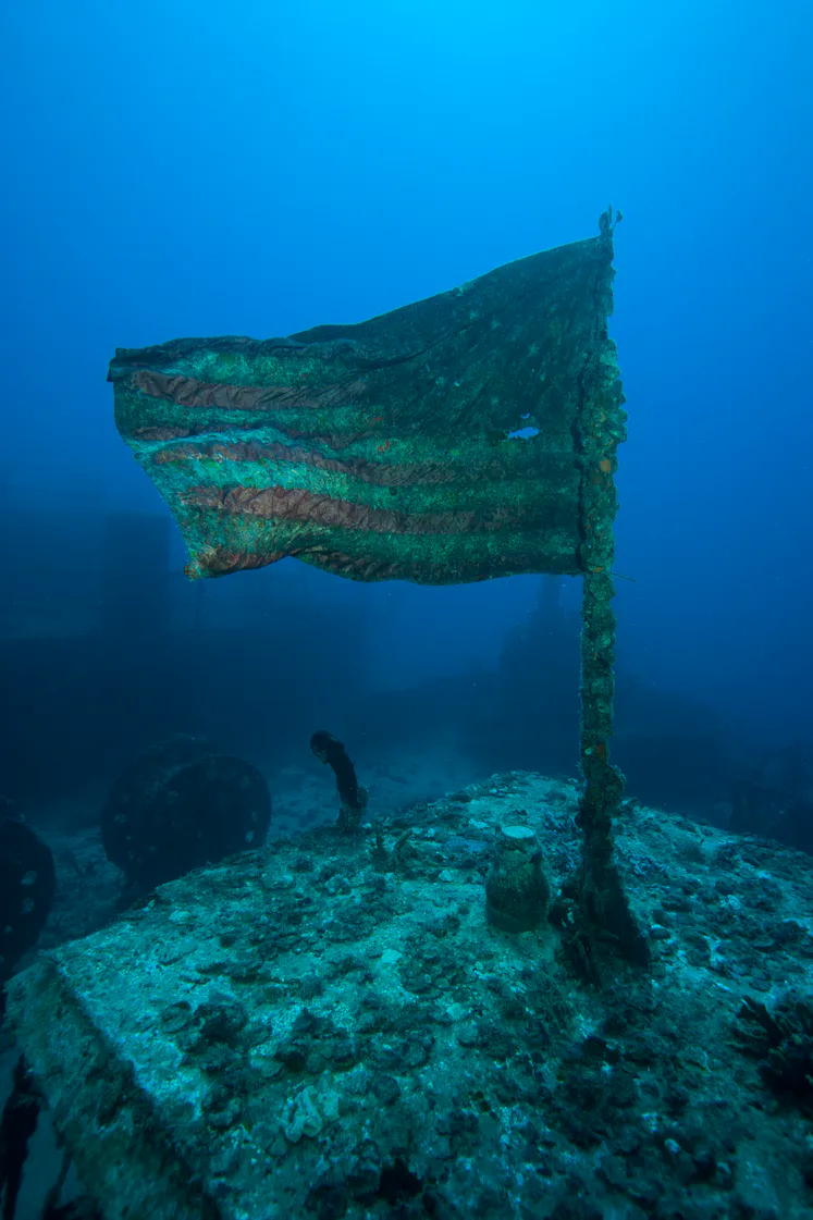 American flag underwater