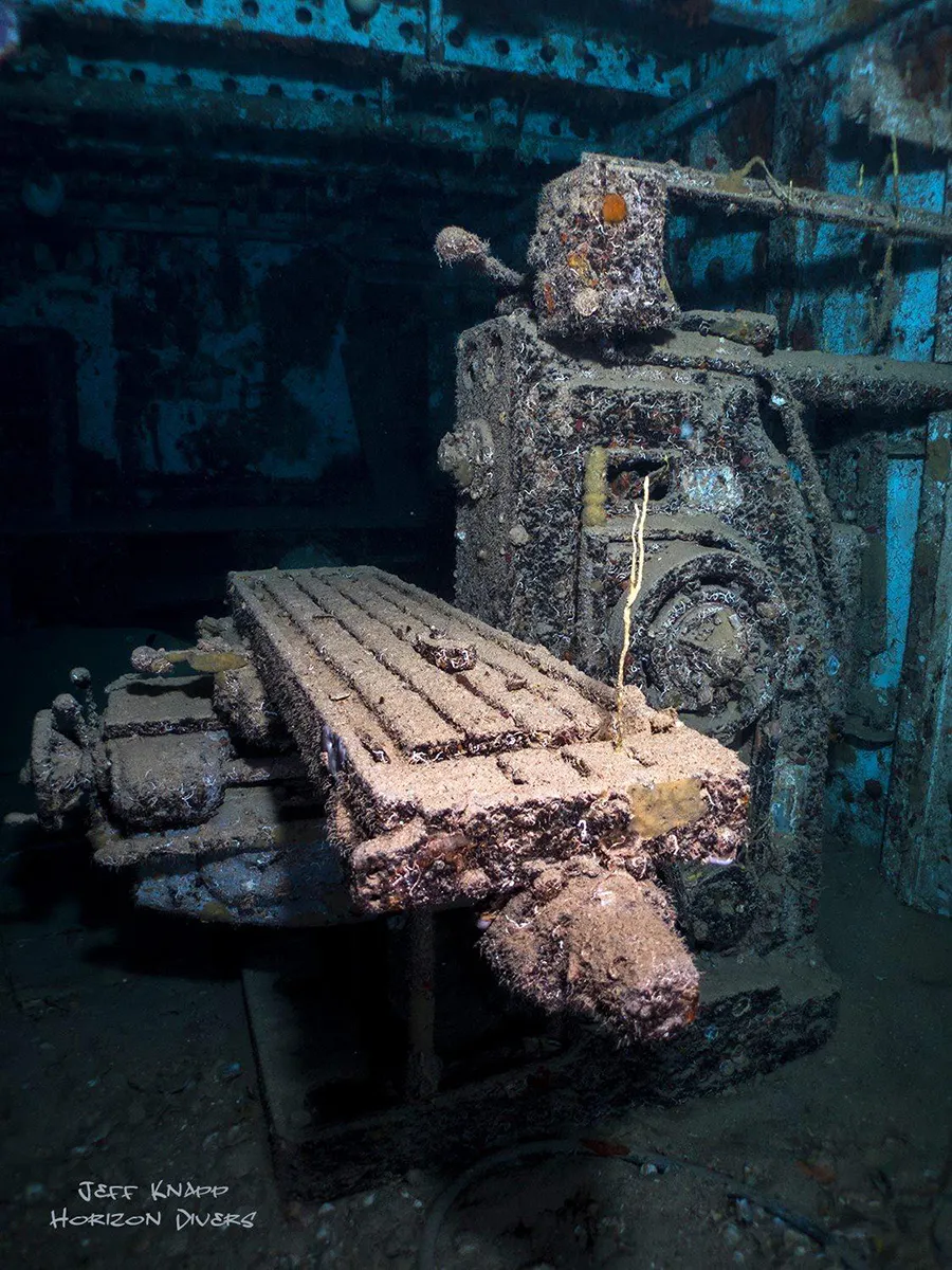 Inside an underwater ship wreck