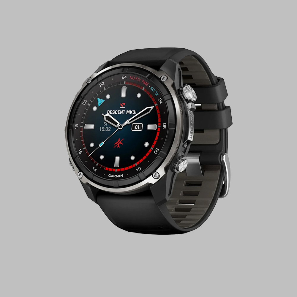Garmin Descent™ Mk3i Wrist Dive Computer — Sliver Bezel 51mm Black/Pebble Gray Silicone Band