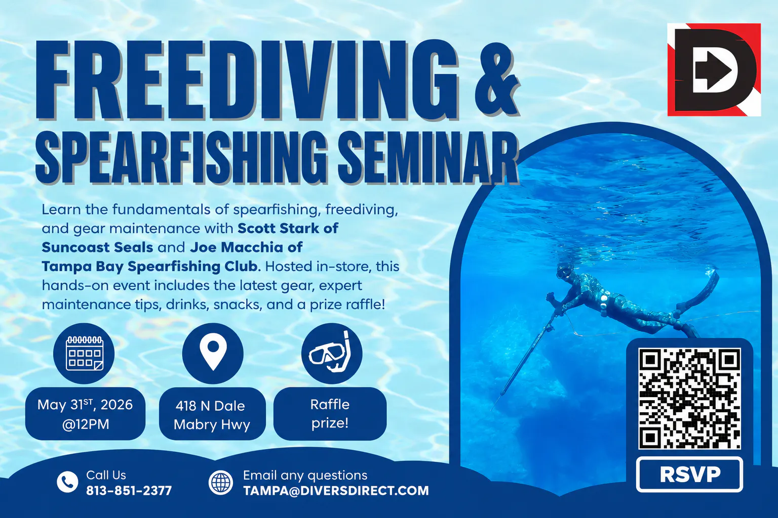 Freediving and Spearfishing Seminar Poster with information