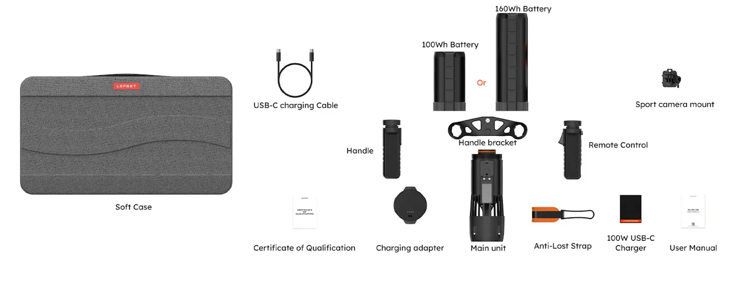 LEFEET P1 XR Underwater Scooter - What's in the box