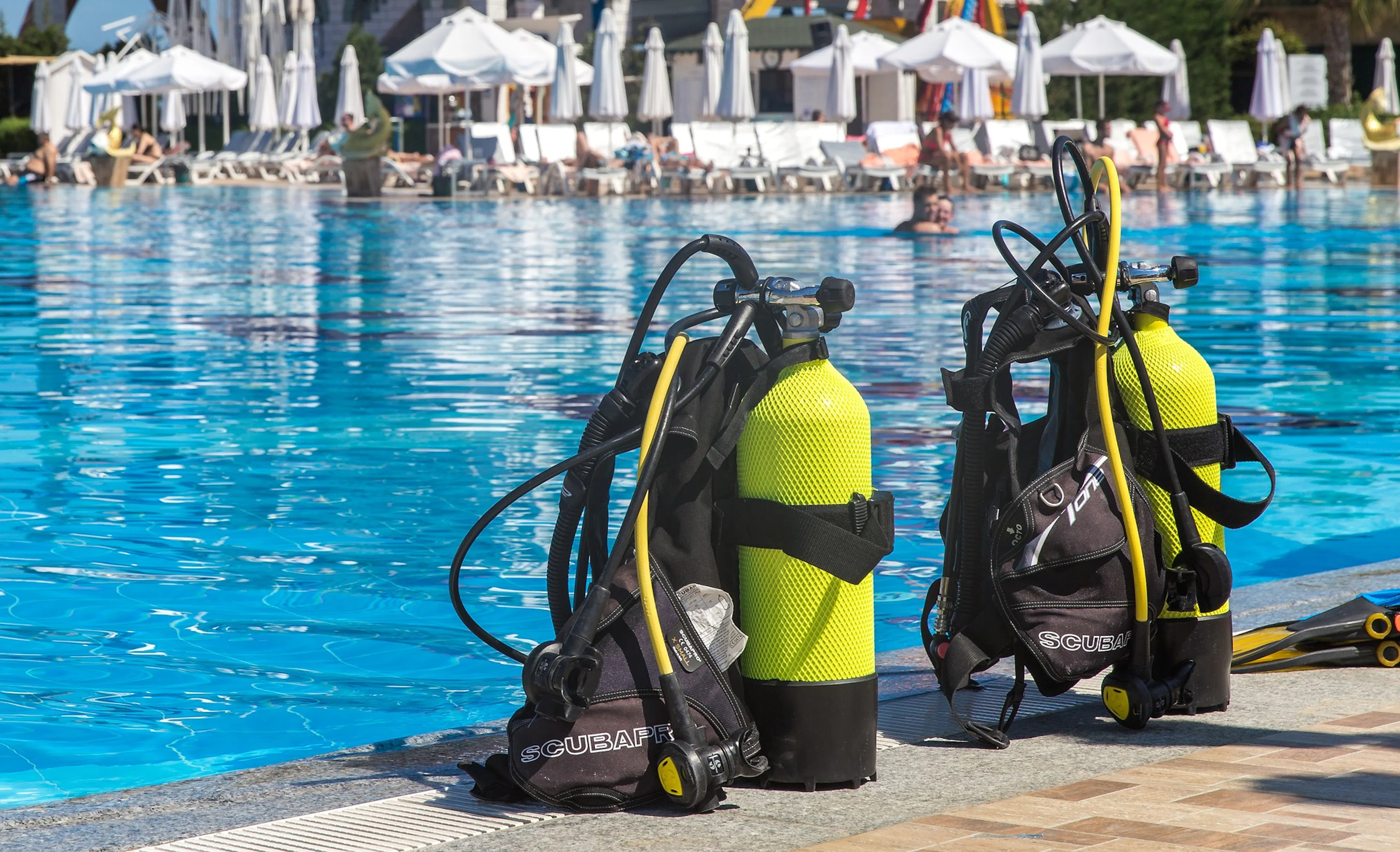 Two scuba diving systems by the pool