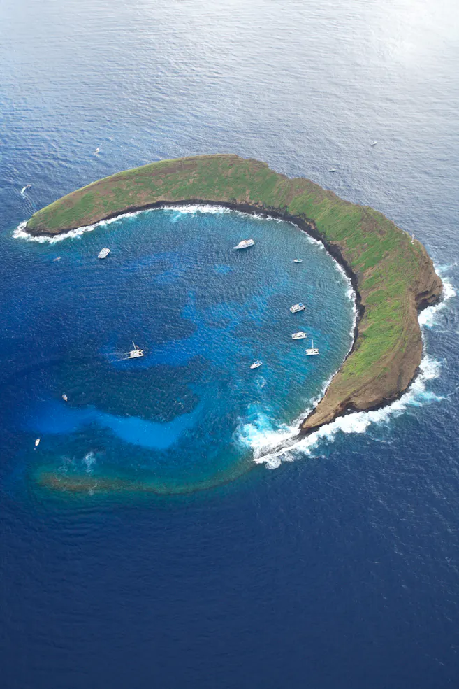 Image of an moon crescent shaped island