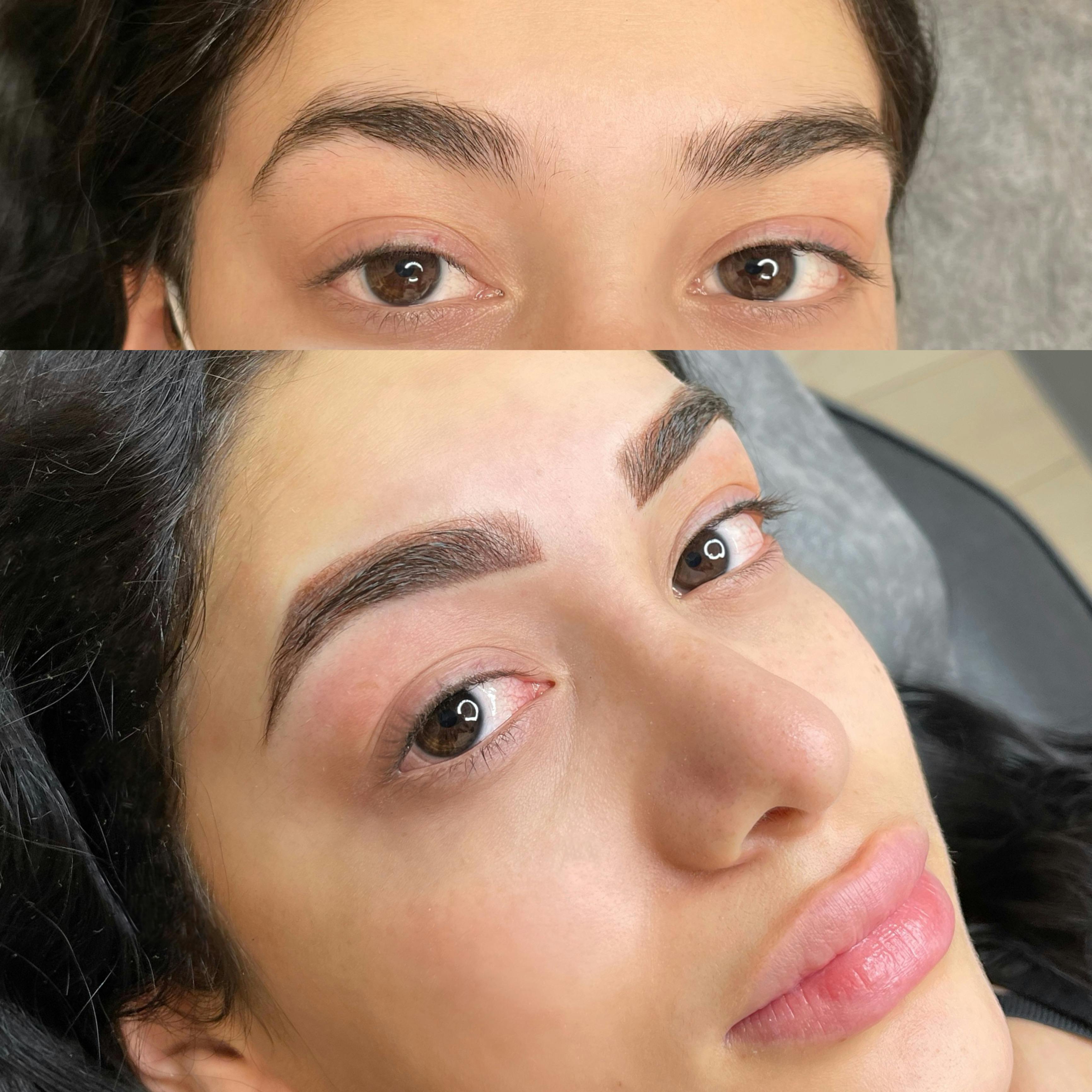 Ombré brows before and after