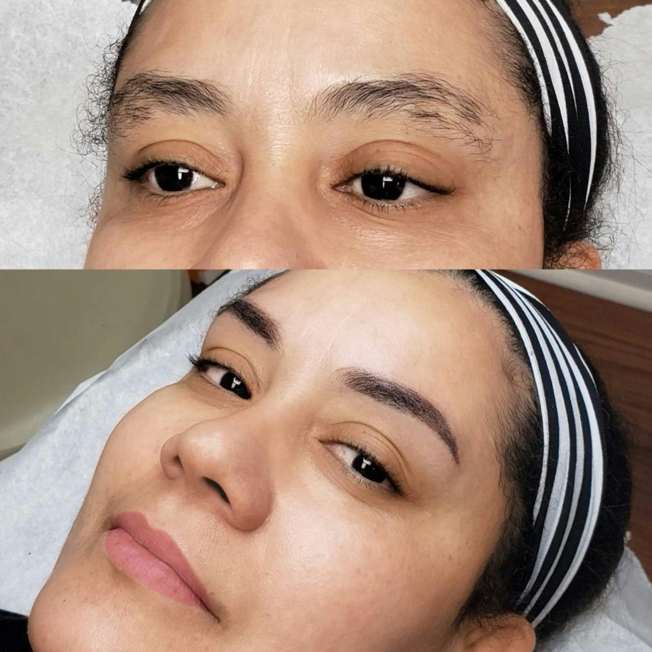 Ombré brows before and after