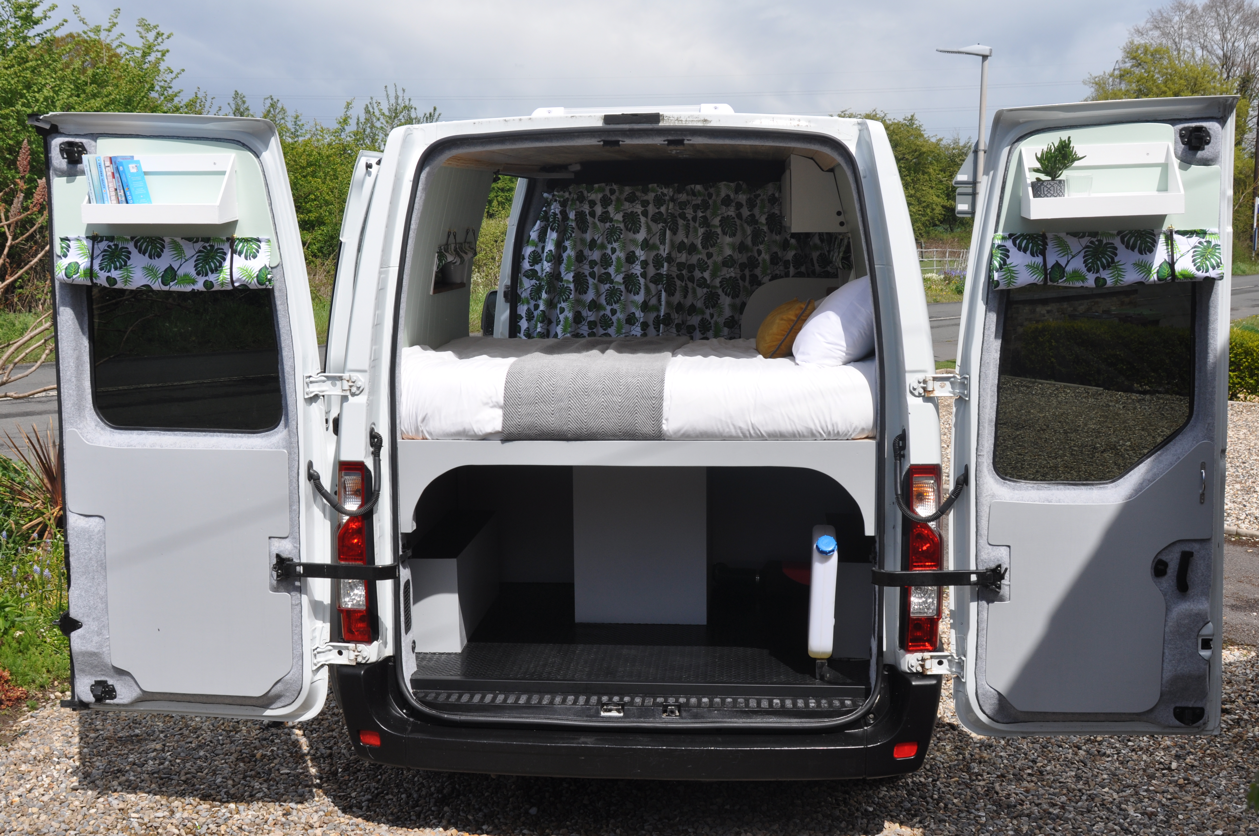 back doors campervan garage and fixed bed