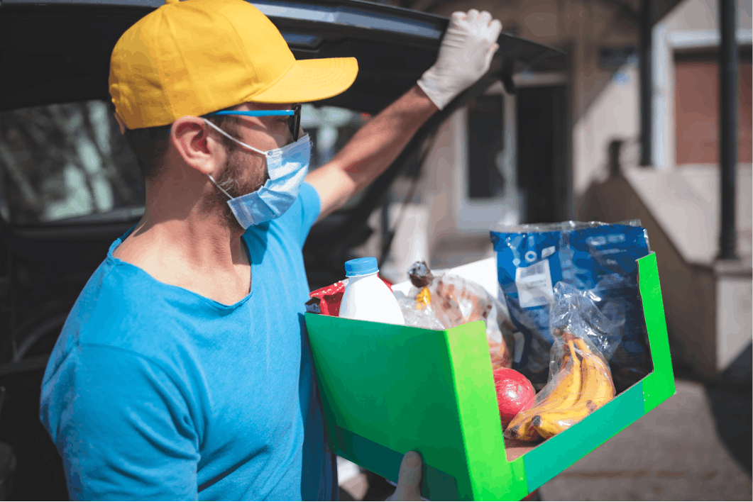 Charity worker delivering food supplies