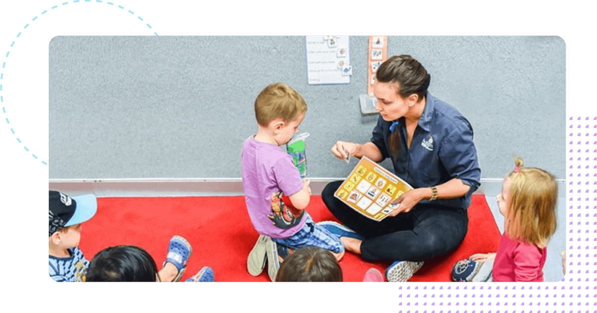 Autism Australia case worker helping children