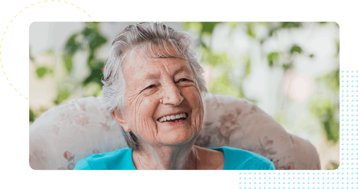 Smiling woman uniting agewell client