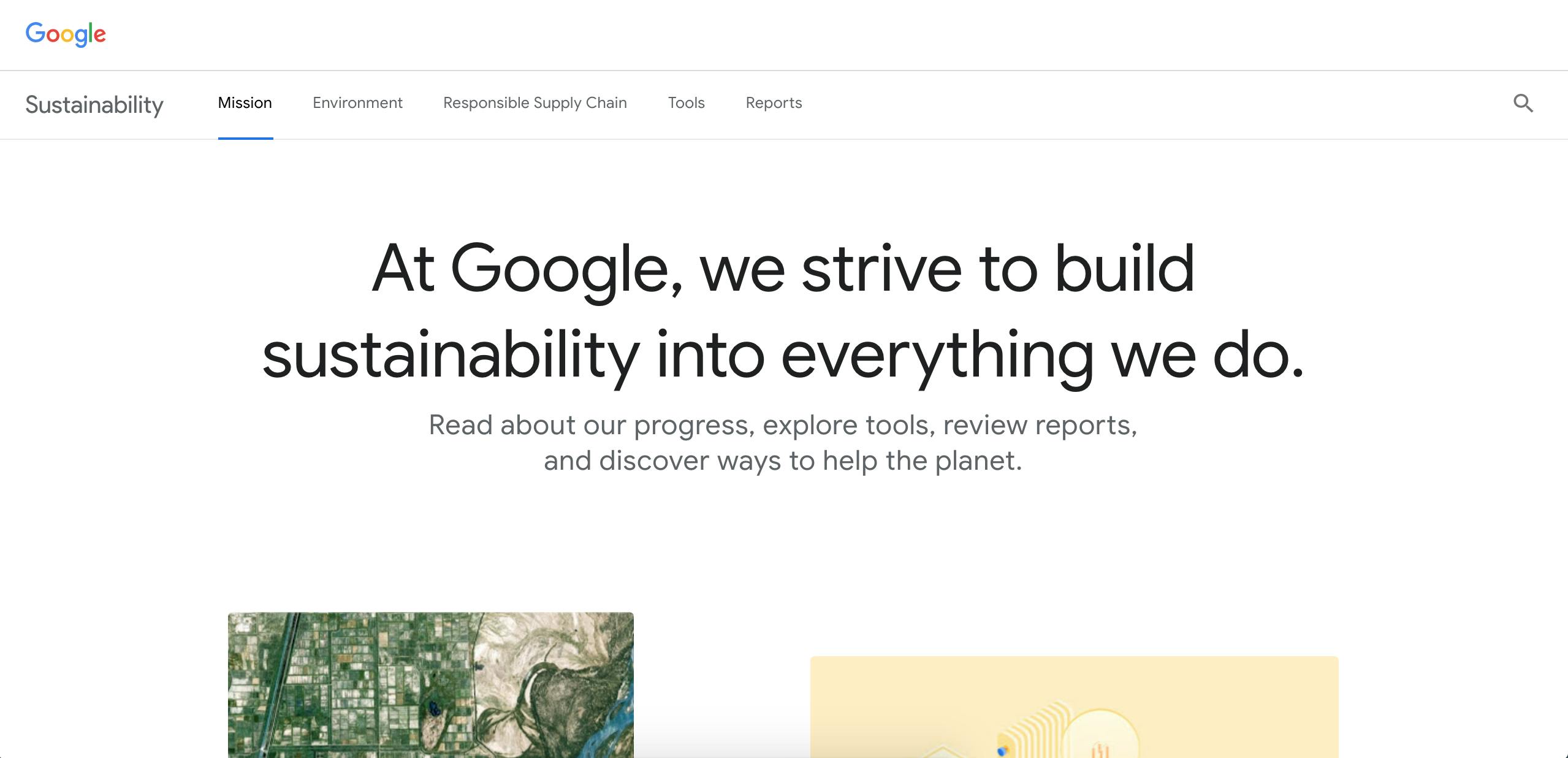 Screenshot of sustainability.google