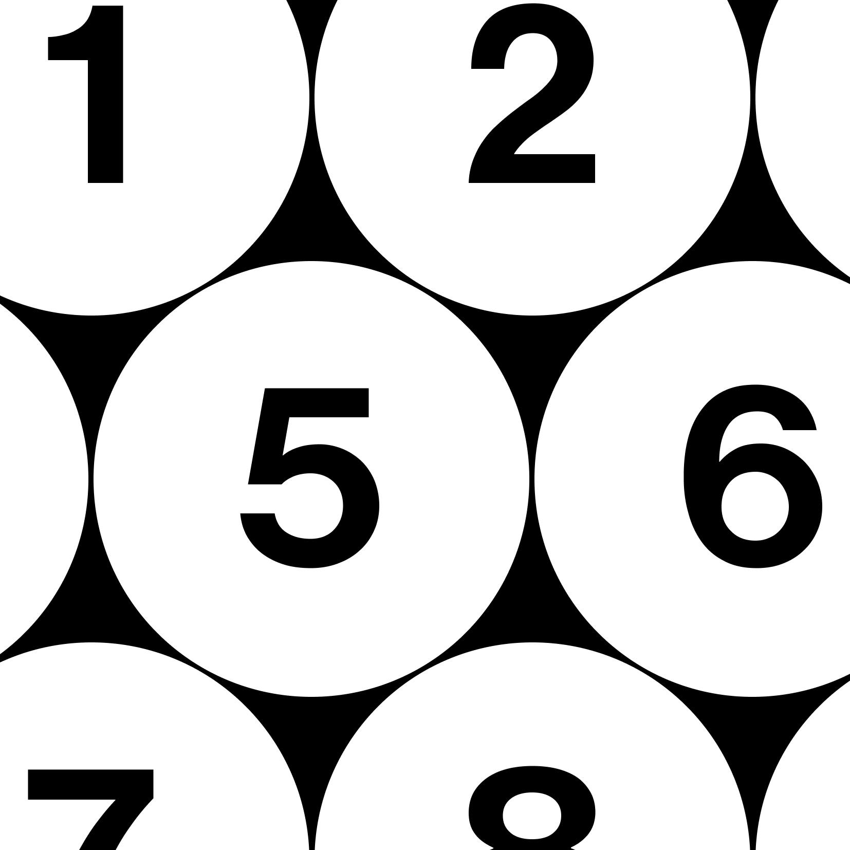 Numeric keypads arranged in an unusual pattern