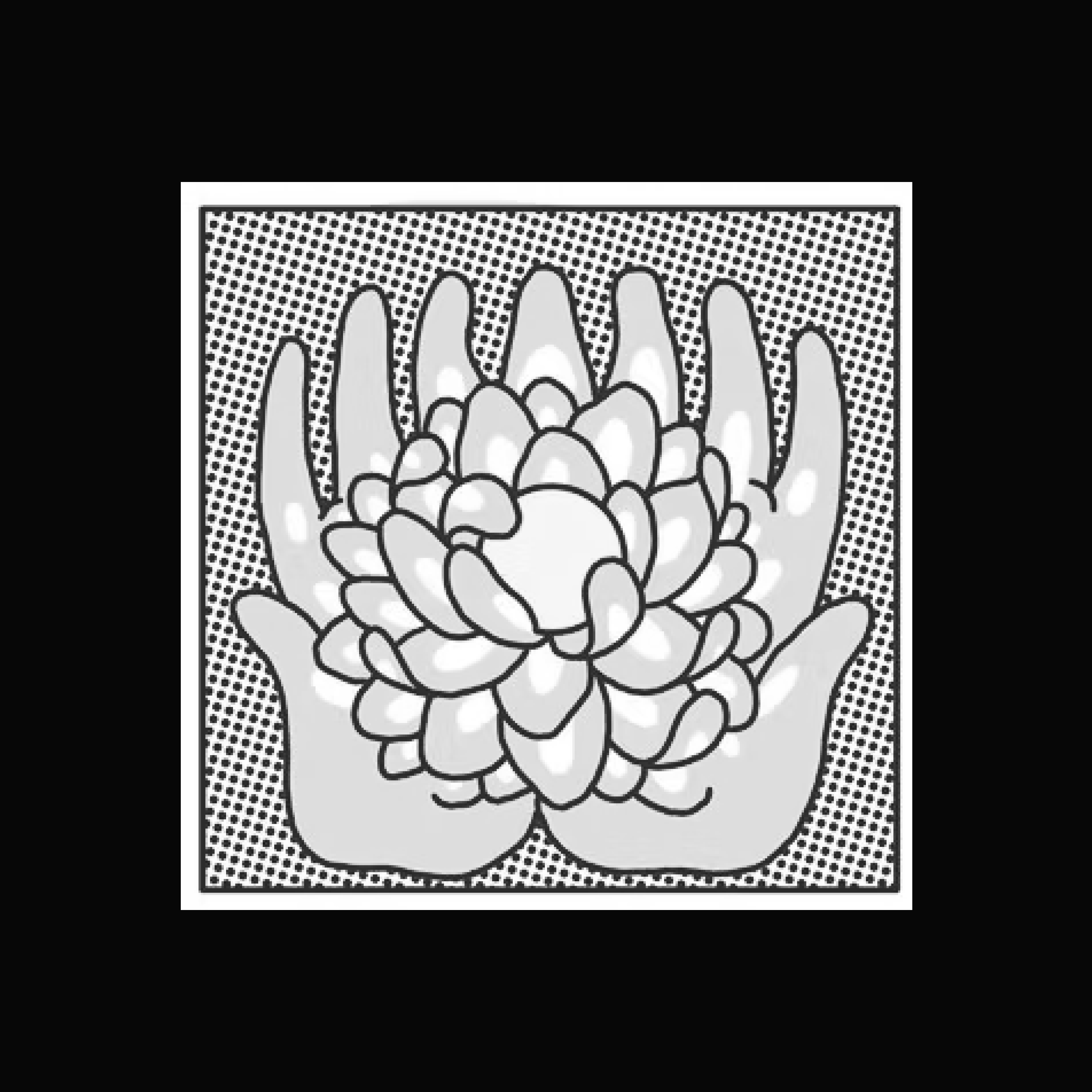 illustration of two hands holding a flower