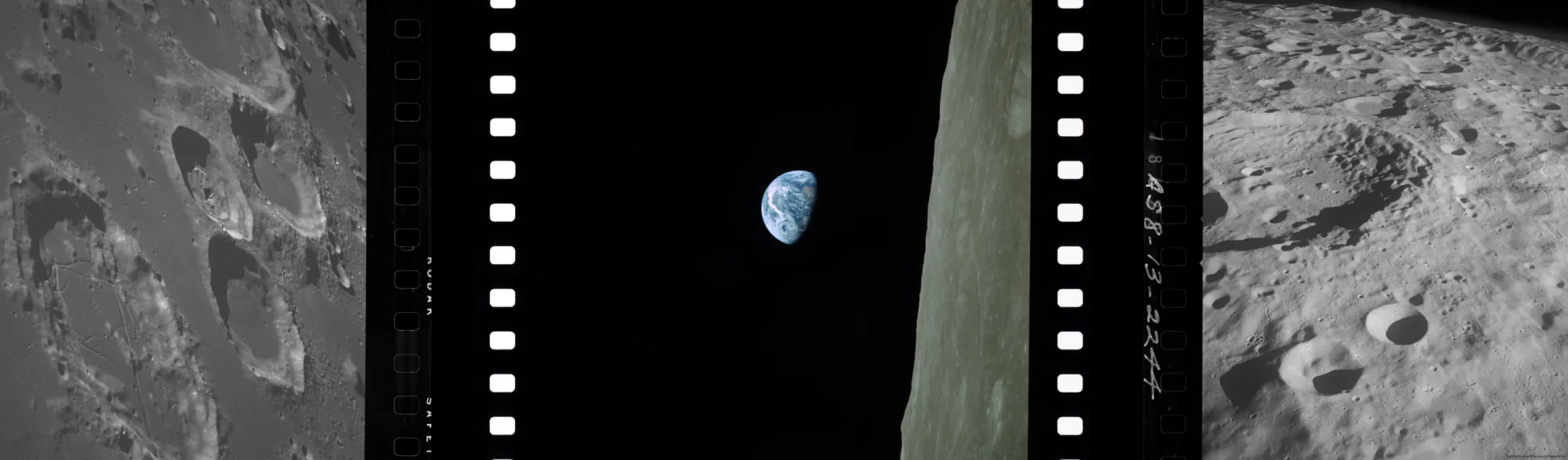 photo strip with images of the moon and earth