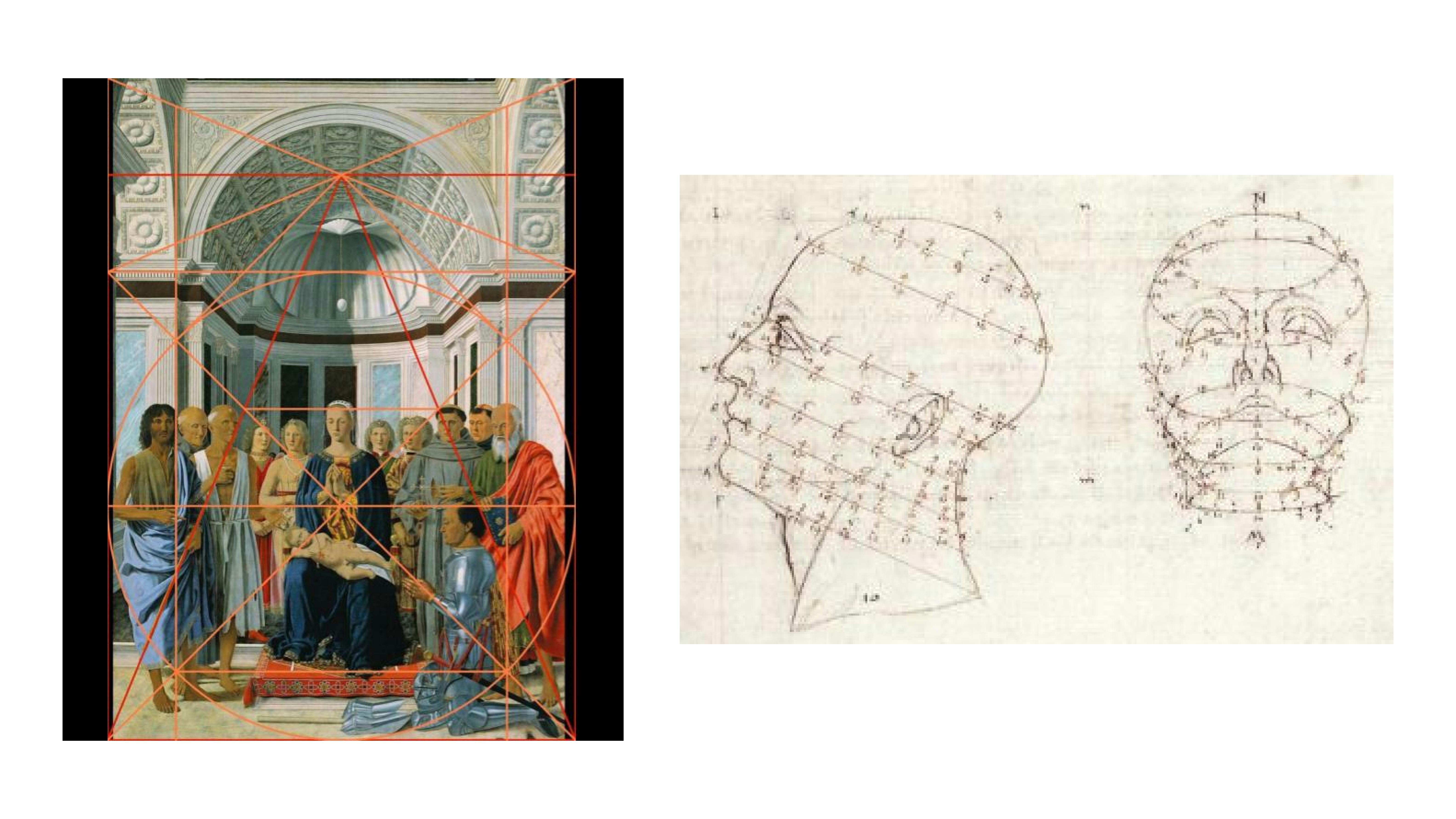 collage of sketches and fresco from  della Francescca