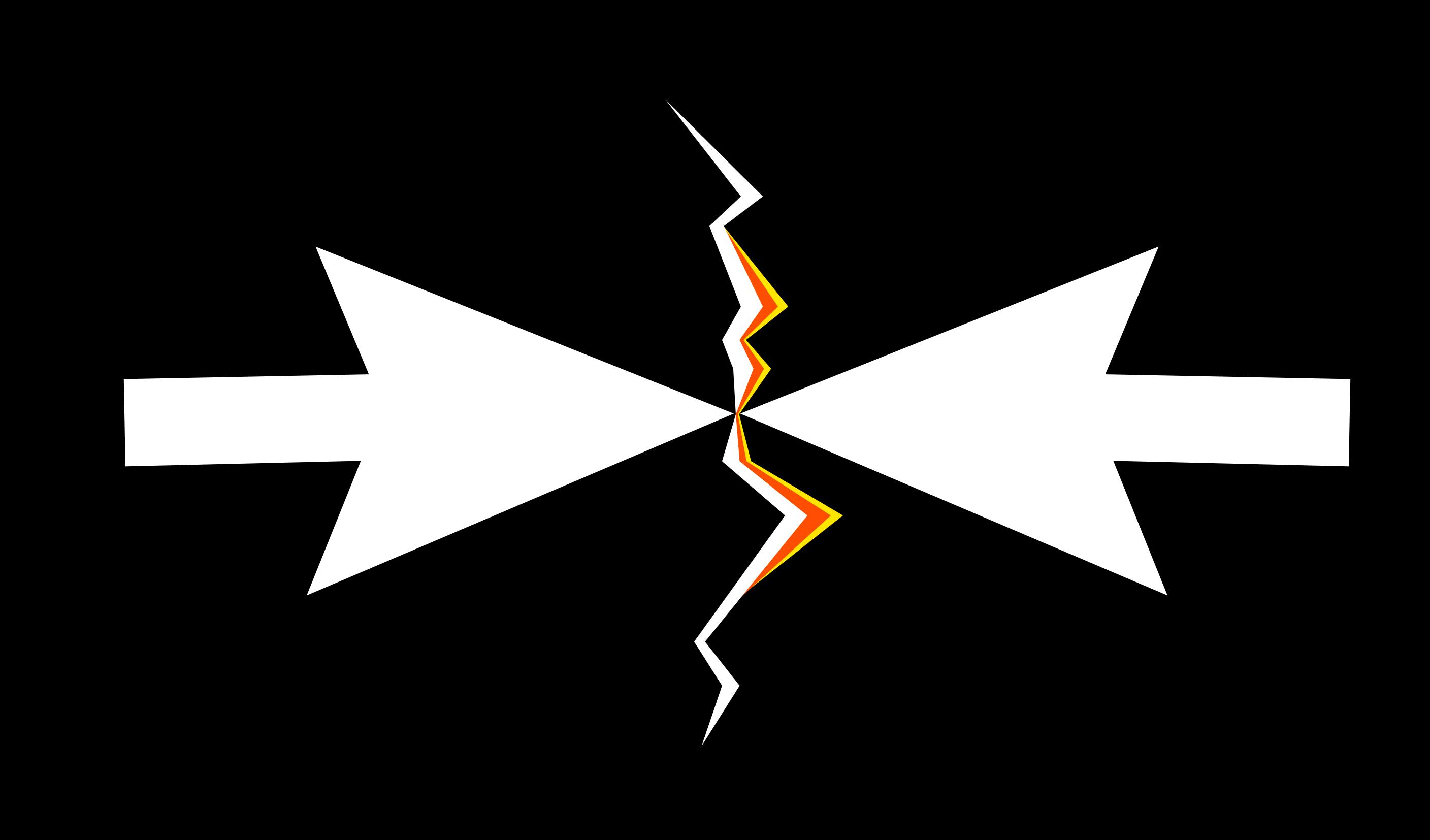 two cursors clashing and opening a crack