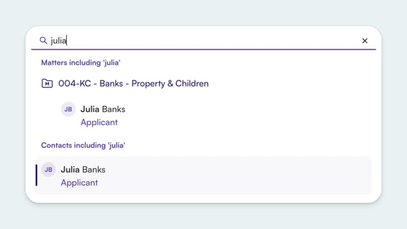Searching contacts in CORTO
