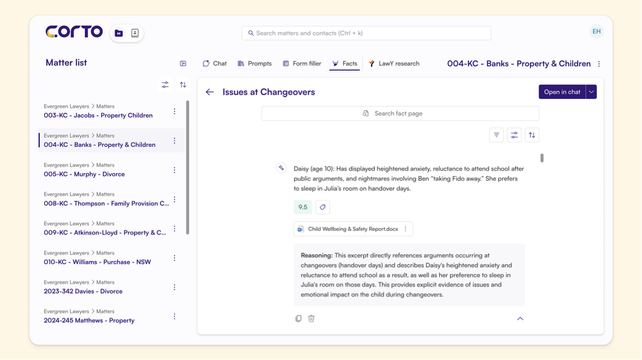 Collated Facts in CORTO