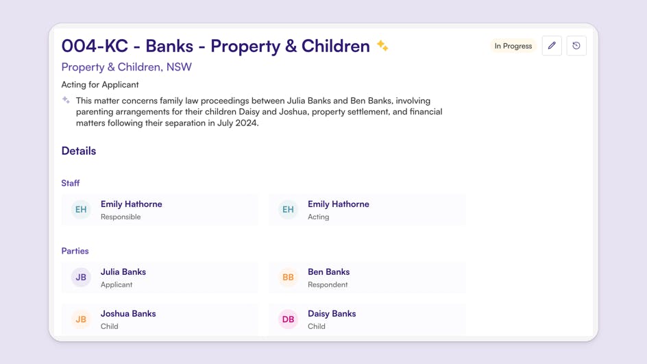 Matter Details in CORTO