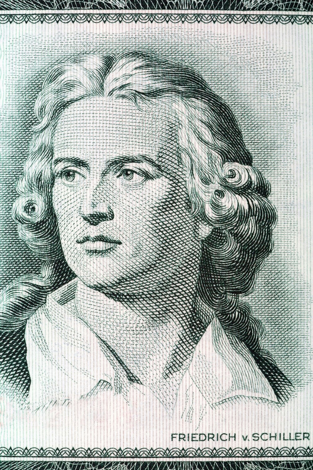 Ein Kupferstich zeigt Friedrich Schiller