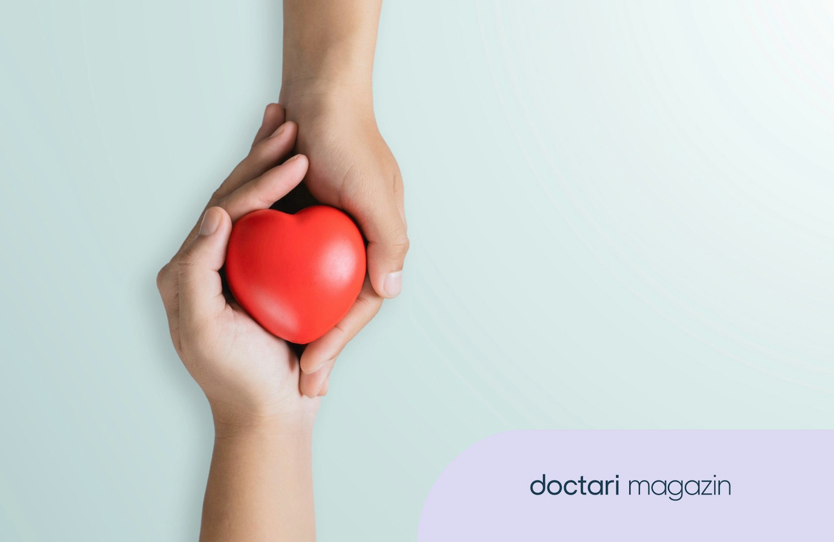 Zwei Hände halten gemeinsam ein rotes Herz - als Symbol für das Thema Organspende.