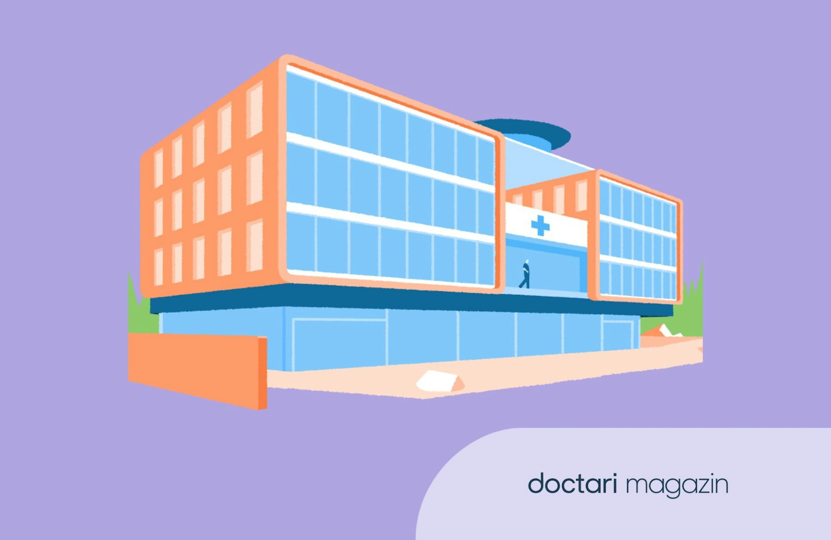 Eine Illustration zeigt ein großes Krankenhausgebäude