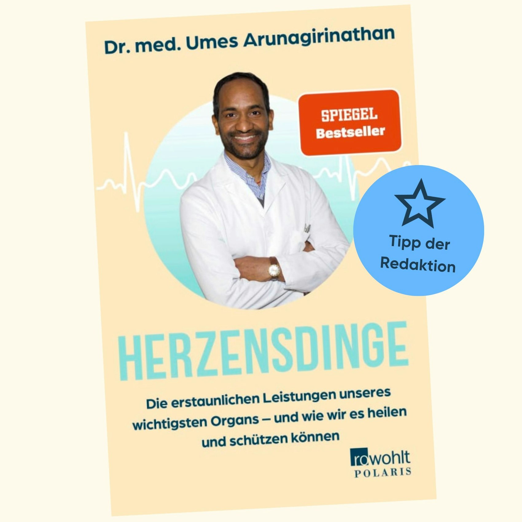 Das Cover des Buches "Herzensdinge" zeigt Dr. Umes im weißen Kittel.