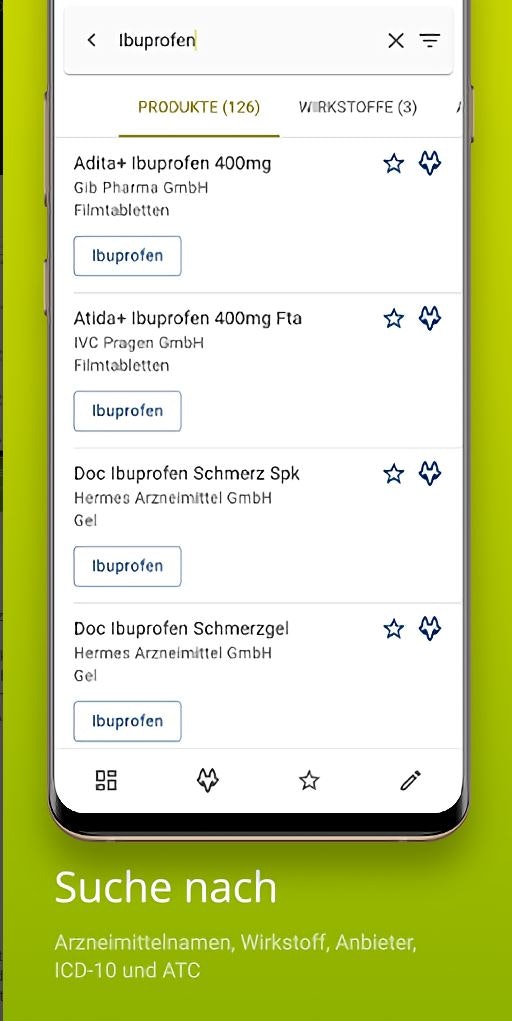 Ein Screenshot der App "Arznei aktuell"