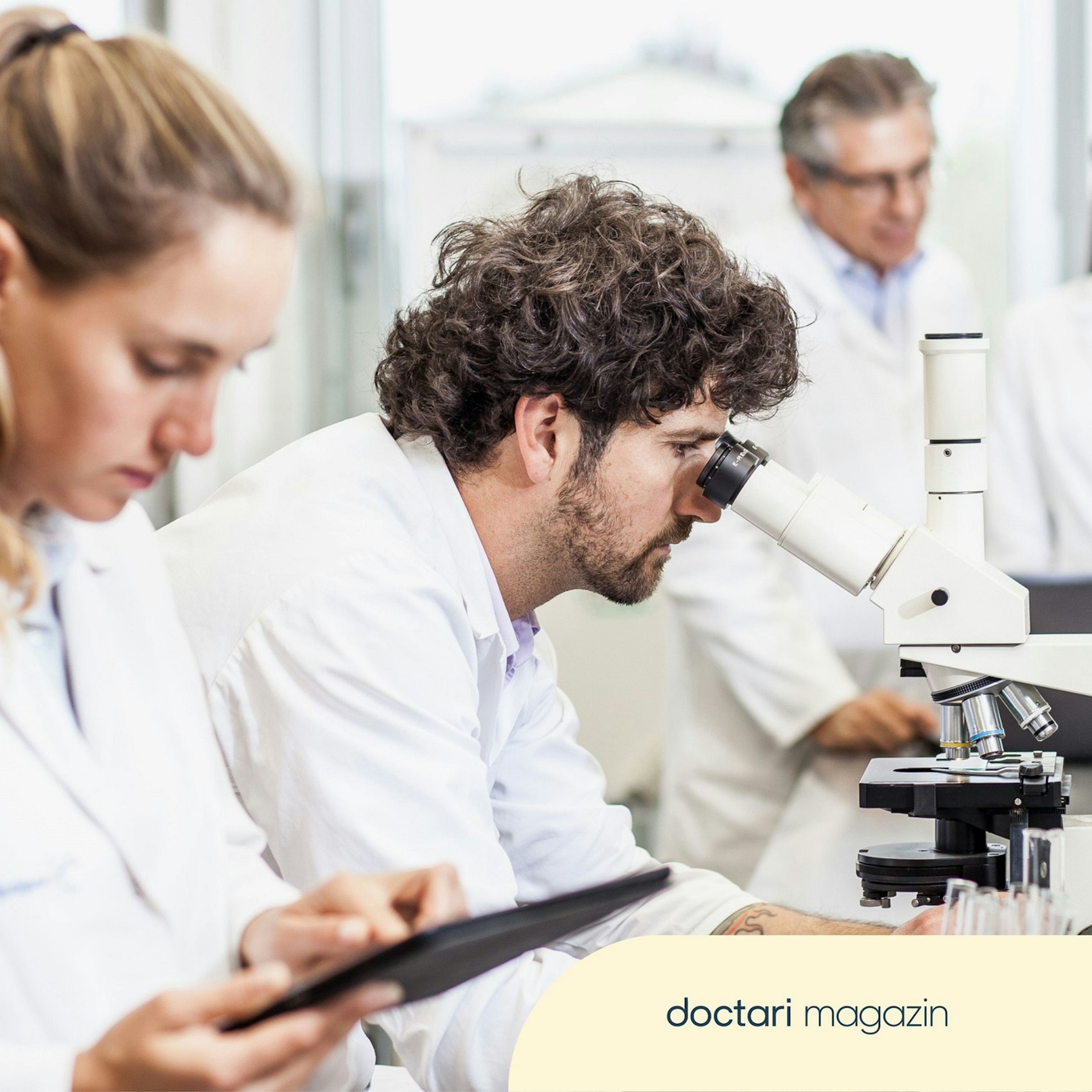 Ein Arzt blickt durch ein Mikroskop.