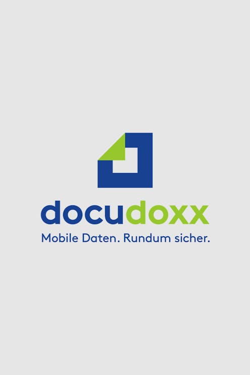 Das docudoxx Logo auf grauem Grund.