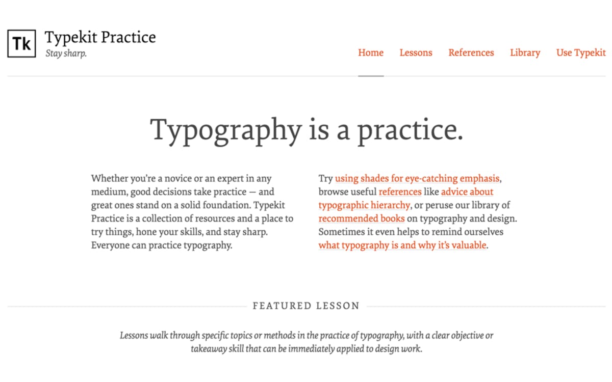 Screenshot of Typekit Practice