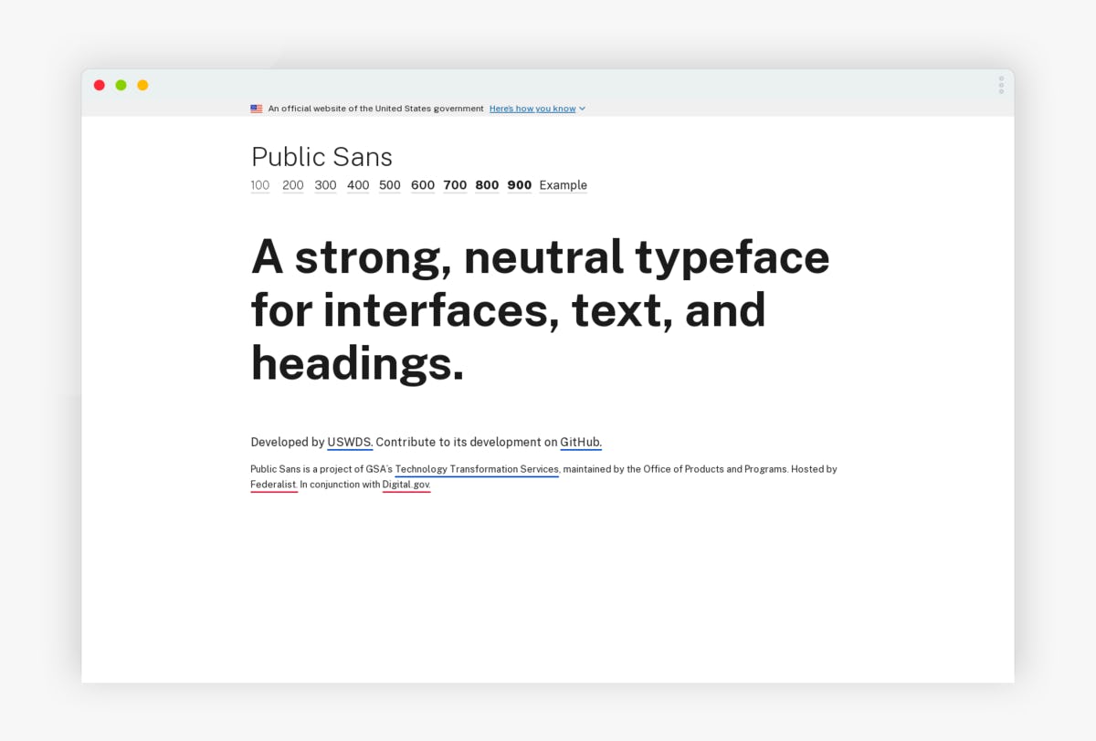 Screenshot of Public Sans