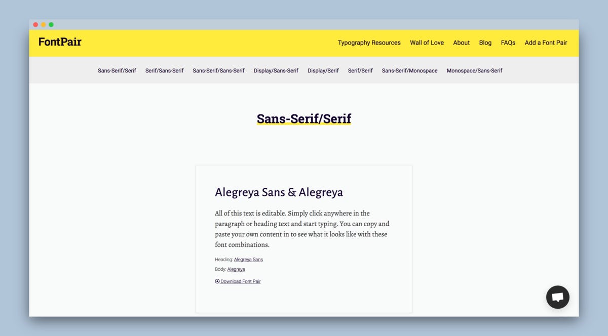 Screenshot of Fontpair