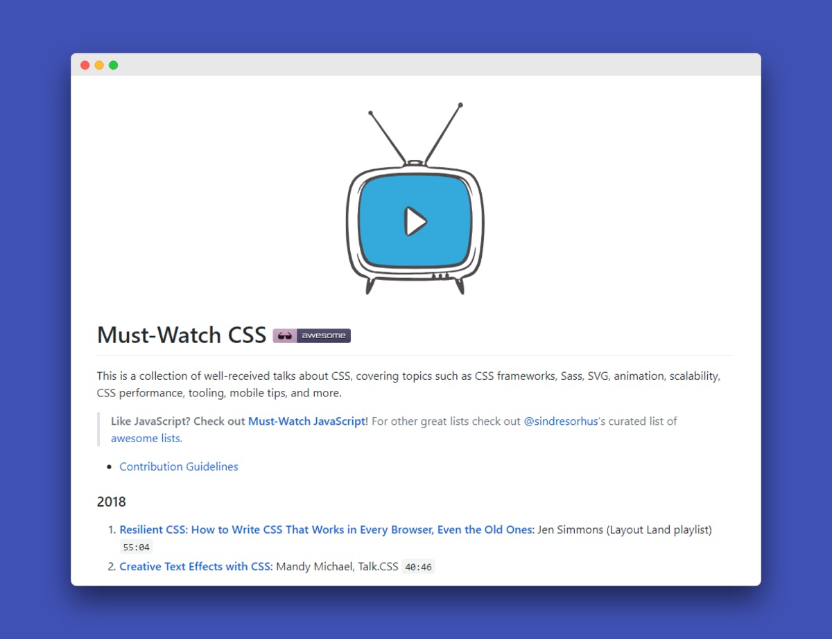 Screenshot of Must-Watch CSS