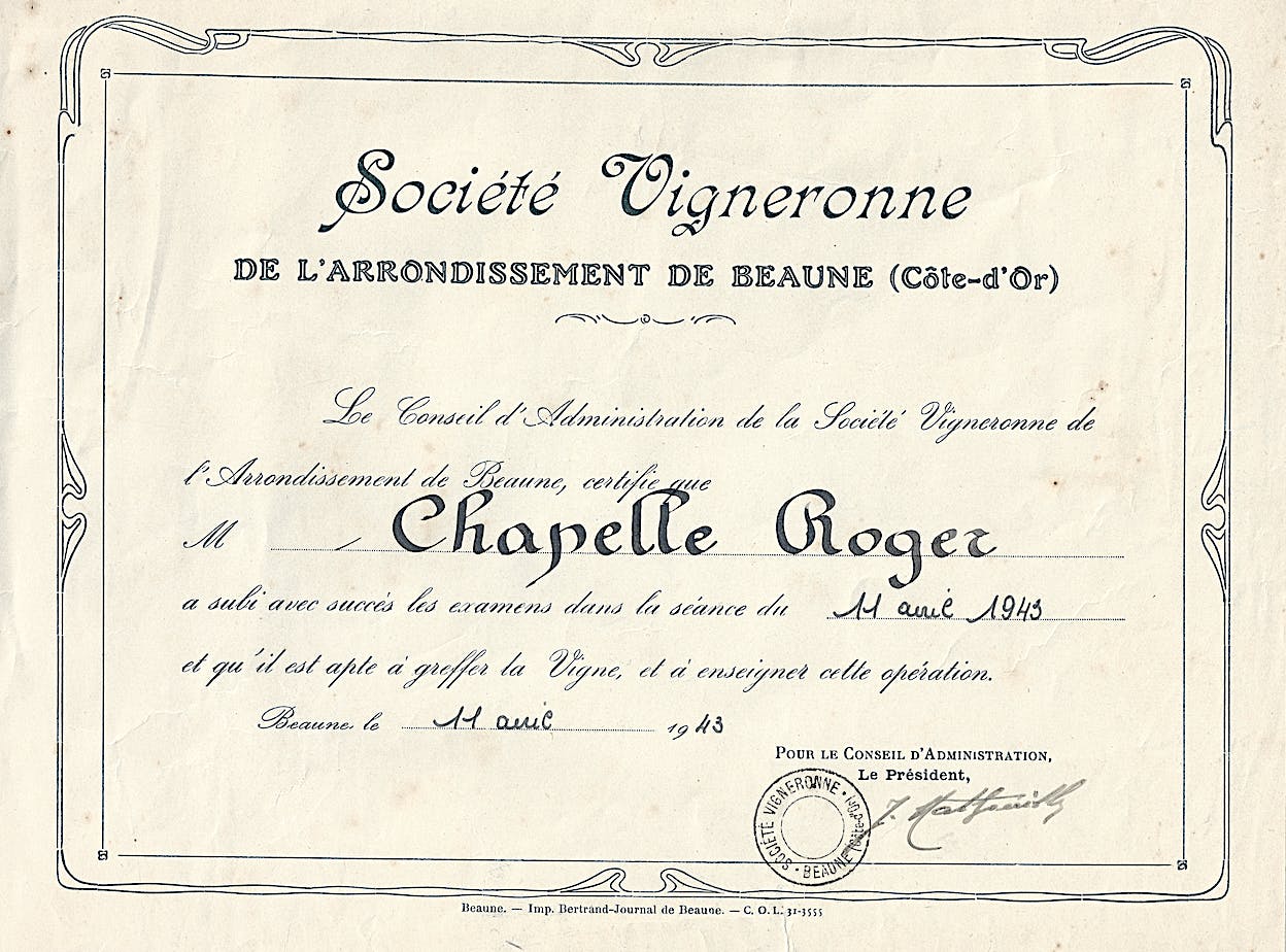 Roger Chapelle, diploma