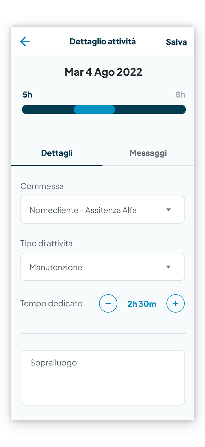 Rendicontazione Attività: Gestione In App - Fluida