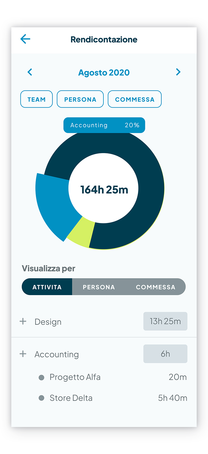 Rendicontazione Attività: Gestione In App - Fluida