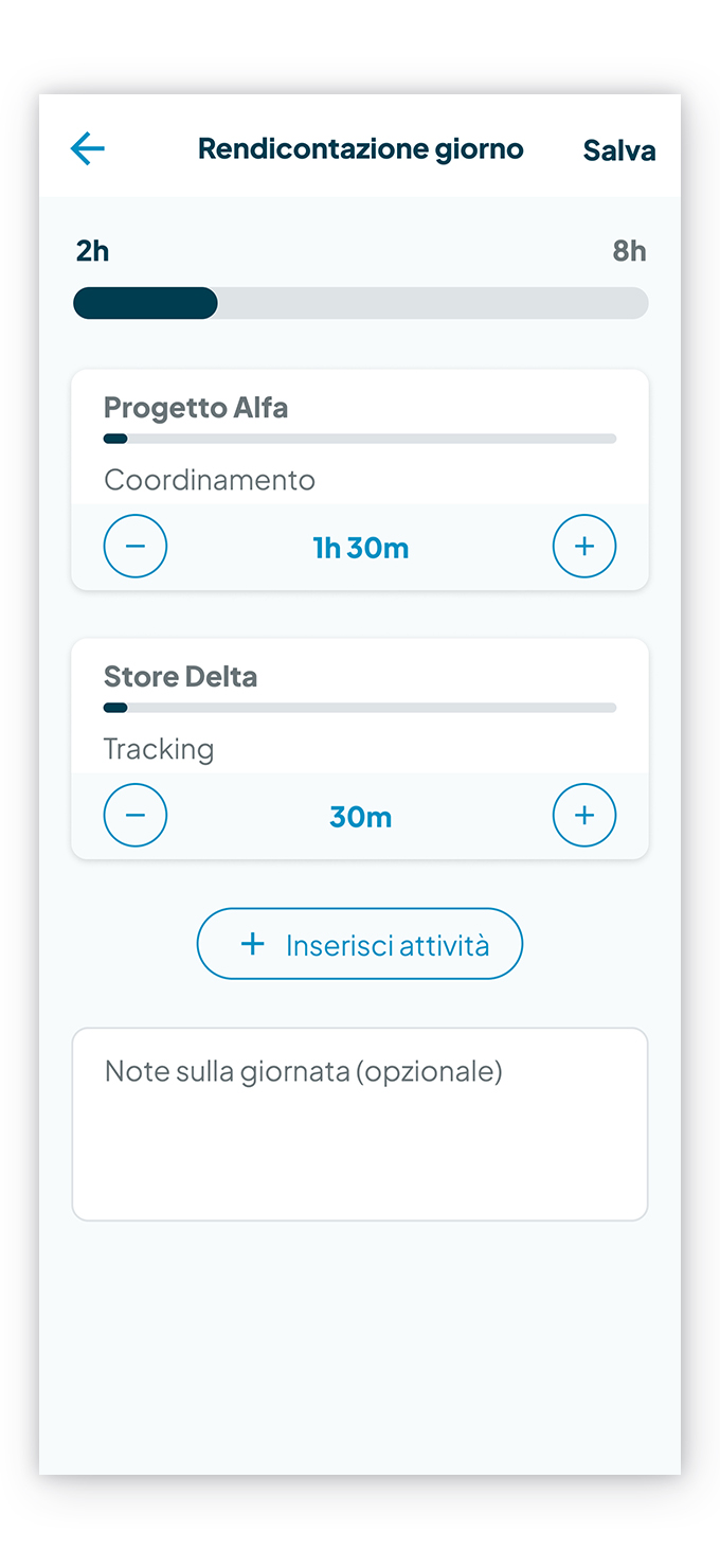 Rendicontazione Attività: Gestione In App - Fluida