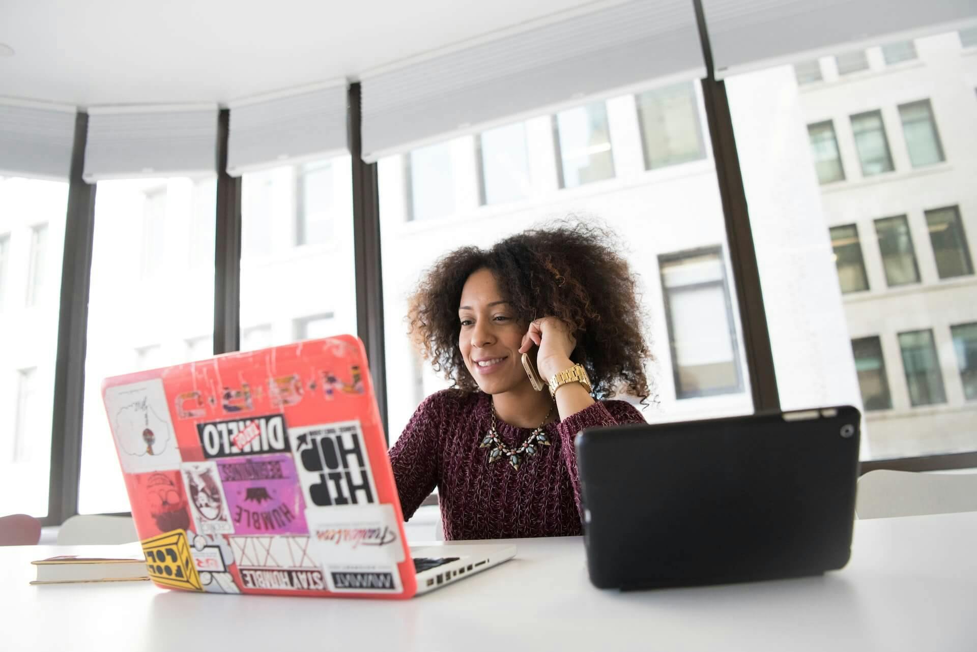 women looking at laptop