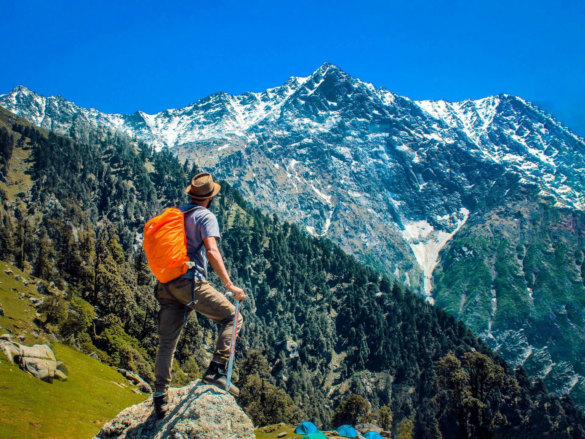 Man climbing a mountain