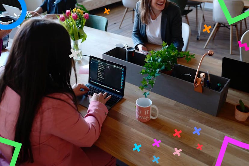 Workers sitting at a desk