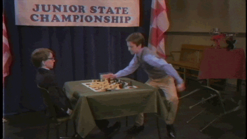 Angry boy at chess tournament